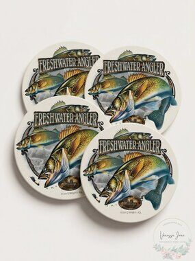 CounterArt Freshwater Angler Absorbent Coasters, Set of 4